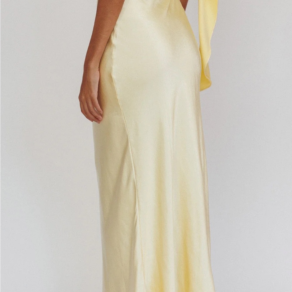Selfie Leslie Pale Yellow Satin Slip Dress